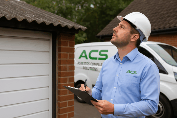 ACS team member carrying out an asbestos management plan